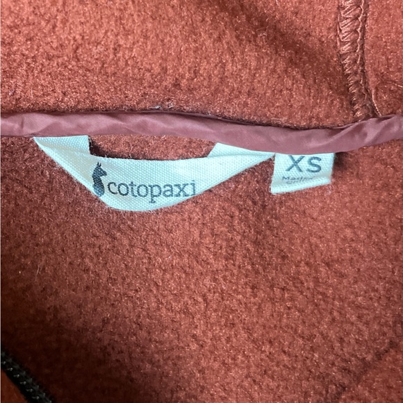 Cotopaxi Quarter Zip Hooded Jacket in Brown with Orange & Blue Stripes Women XS - Picture 7 of 8